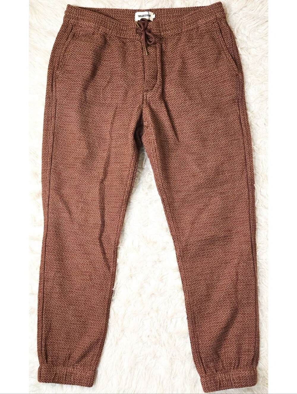 Taylor Stitch The Apres Pant In Black Cherry Sashiko Woven Sweatpants Drawstring